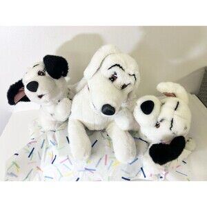 90’s Vintage Dog Plush Two Tone Jewel 101 Perdy Dalmatians Lot Toy Red Collar